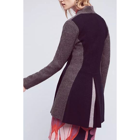 Anthropologie Cozy Minimalist Rosie Niera Denisse 100% Boiled Wool Navy Jacket S - Picture 8 of 13